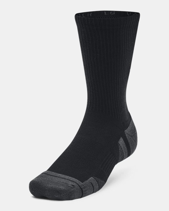 Unisex UA Performance Tech 3-Pack Crew Socks, Black, pdpMainDesktop image number 1